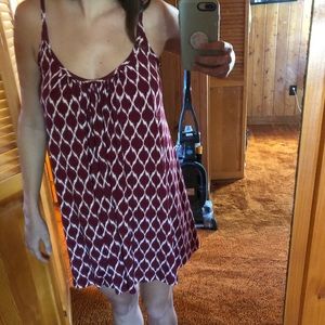 Red and white polyester coverup.